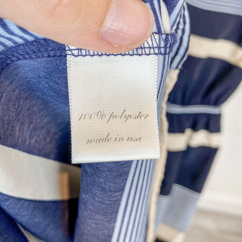 Anthropologie Needle & Thread Dress Blue Long Sleeve Gold Stripes - Picture 11 of 12